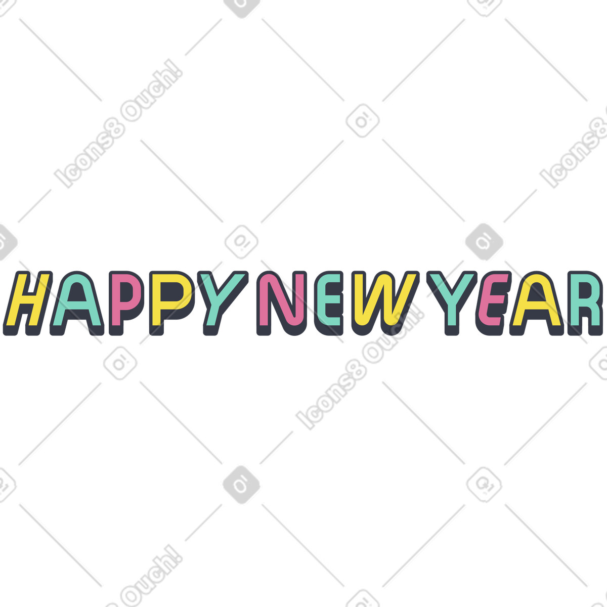 Ilustración Letras feliz año nuevo en estilo Abstract a descargar en PNG y SVG