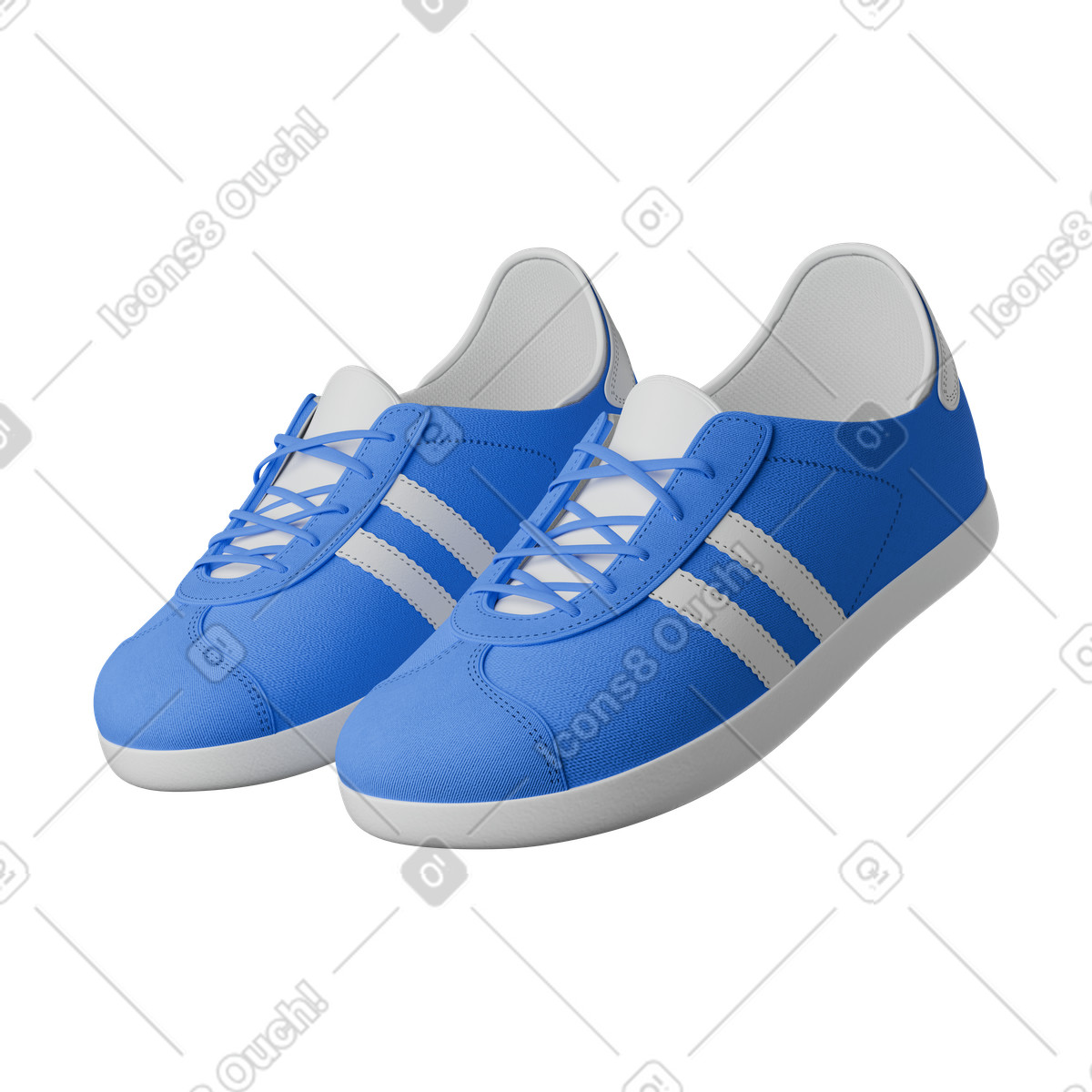 Blue Sneakers illustration in 3D Kindy style download in PNG, SVG