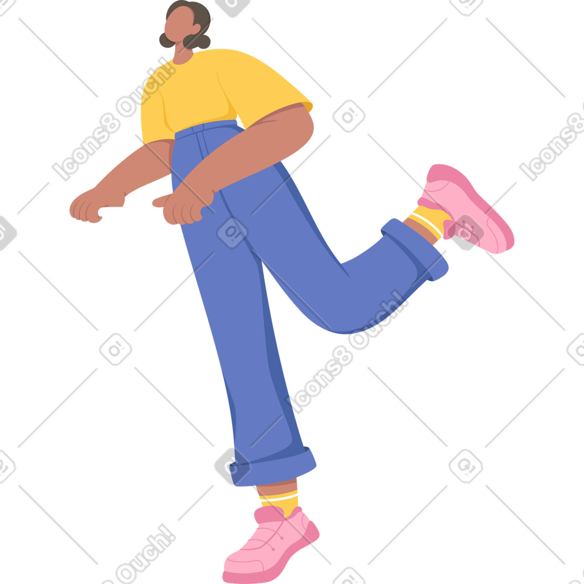 Frau mit bein hoch-Illustration im Social-Stil als Download in PNG, SVG