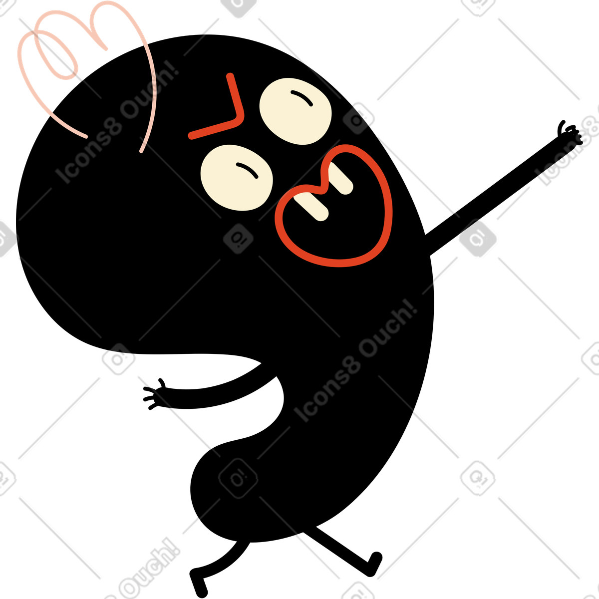 Personaggio nero con frangia illustrazione in stile Jelly scarica in PNG, SVG