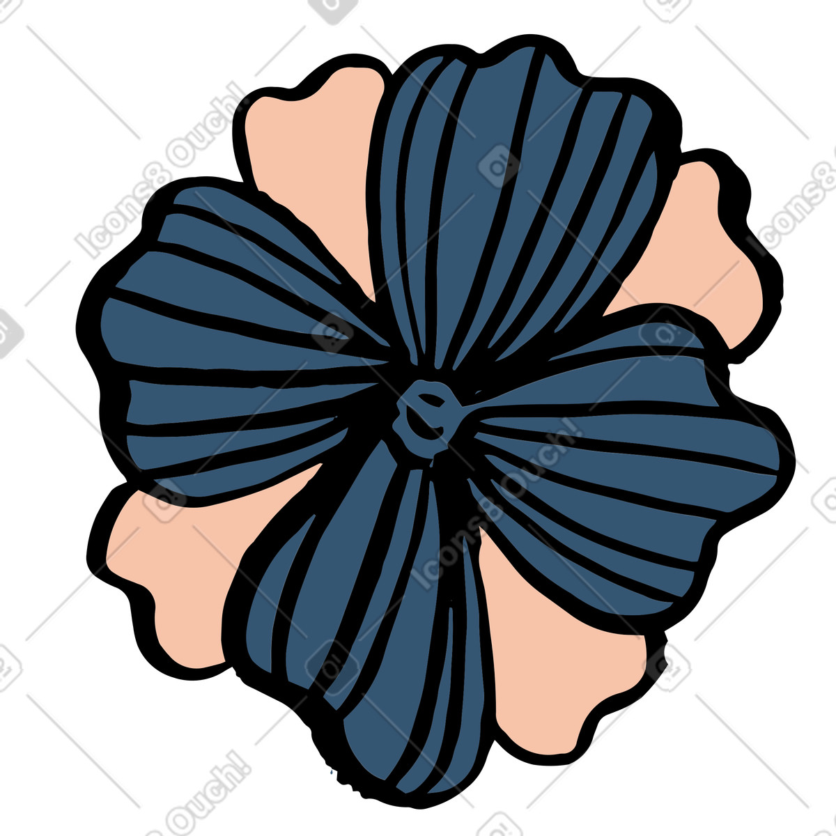 Scandi スタイルの Blue and beige flower with layered petals のイラストをPNG、SVG形式でダウンロード