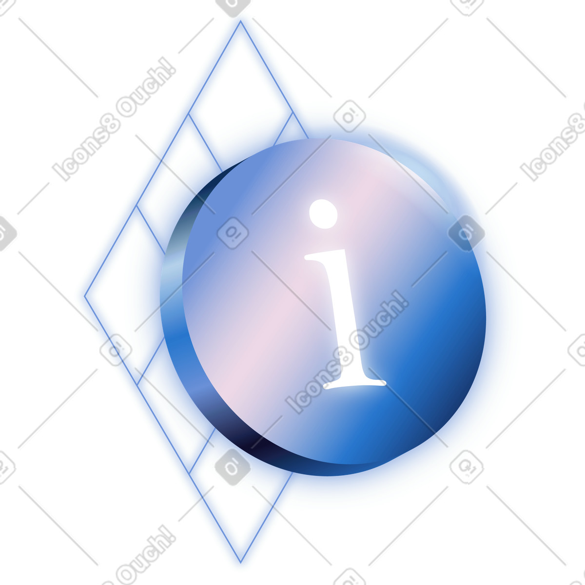 Information badge with glossy effect, customer support and help center illustration in Dimension style download in PNG, SVG