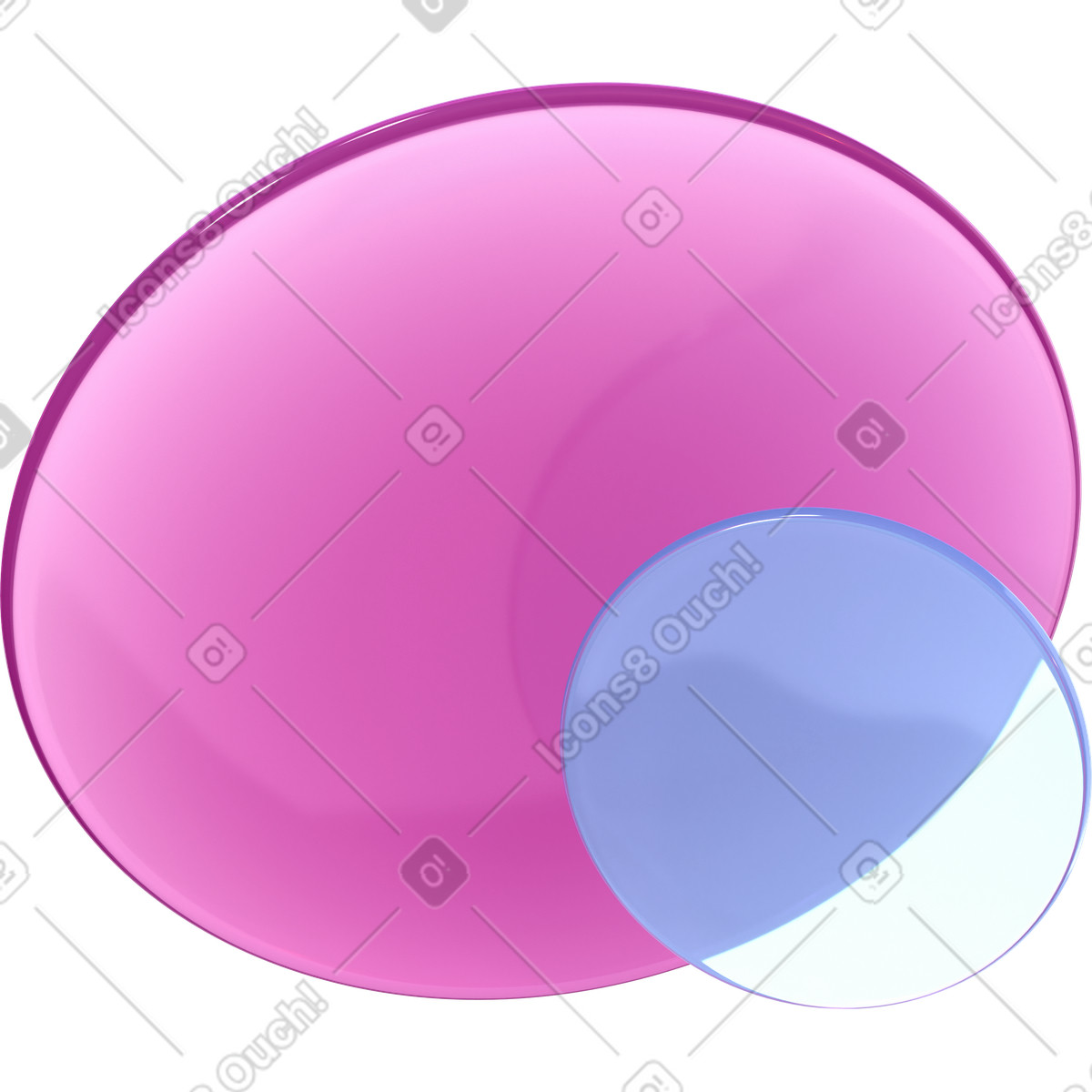 Two transparent convex lenses illustration in 3D Glassy style download in PNG, SVG