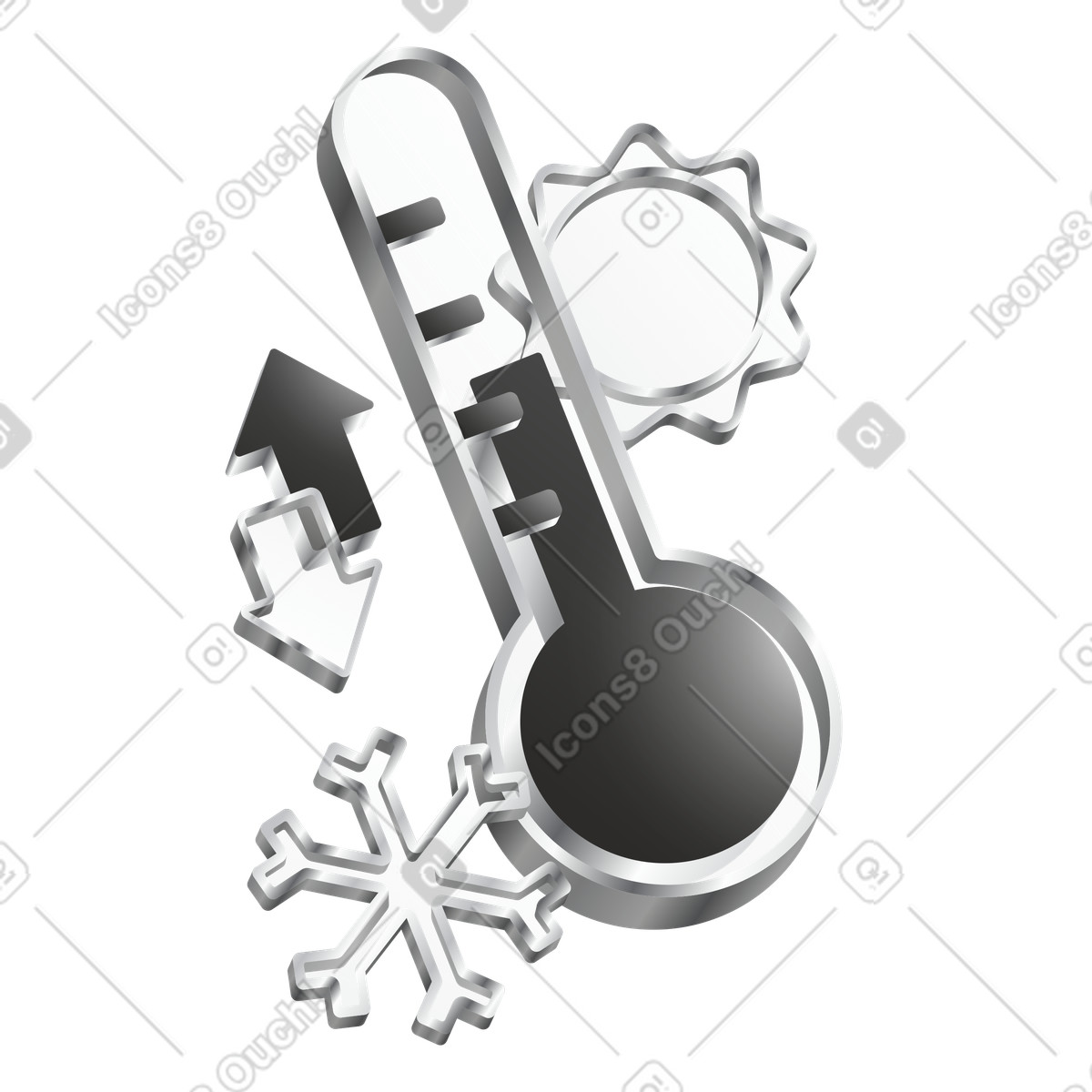 Temperature regulation icon with heating and cooling arrows-Illustration im Token-Stil als Download in PNG, SVG