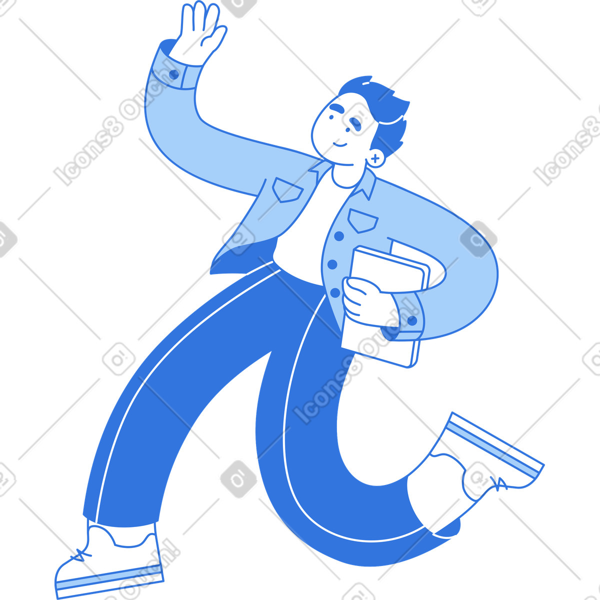 下载 Sky 风格的 有笔记本电脑的年轻人 插画，支持 PNG、SVG 格式