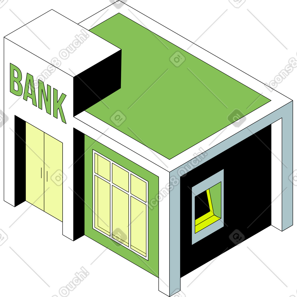 Modernes bankgebäude-Illustration im Isometric-Stil als Download in PNG, SVG