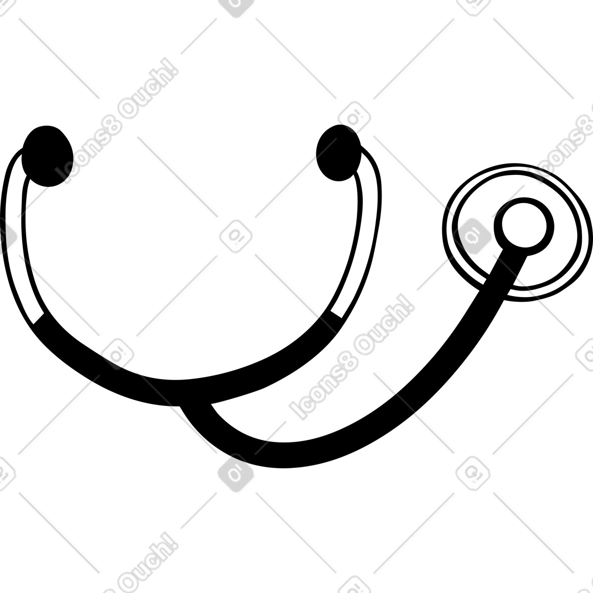 Stethoskop-Illustration im Journal-Stil als Download in PNG, SVG