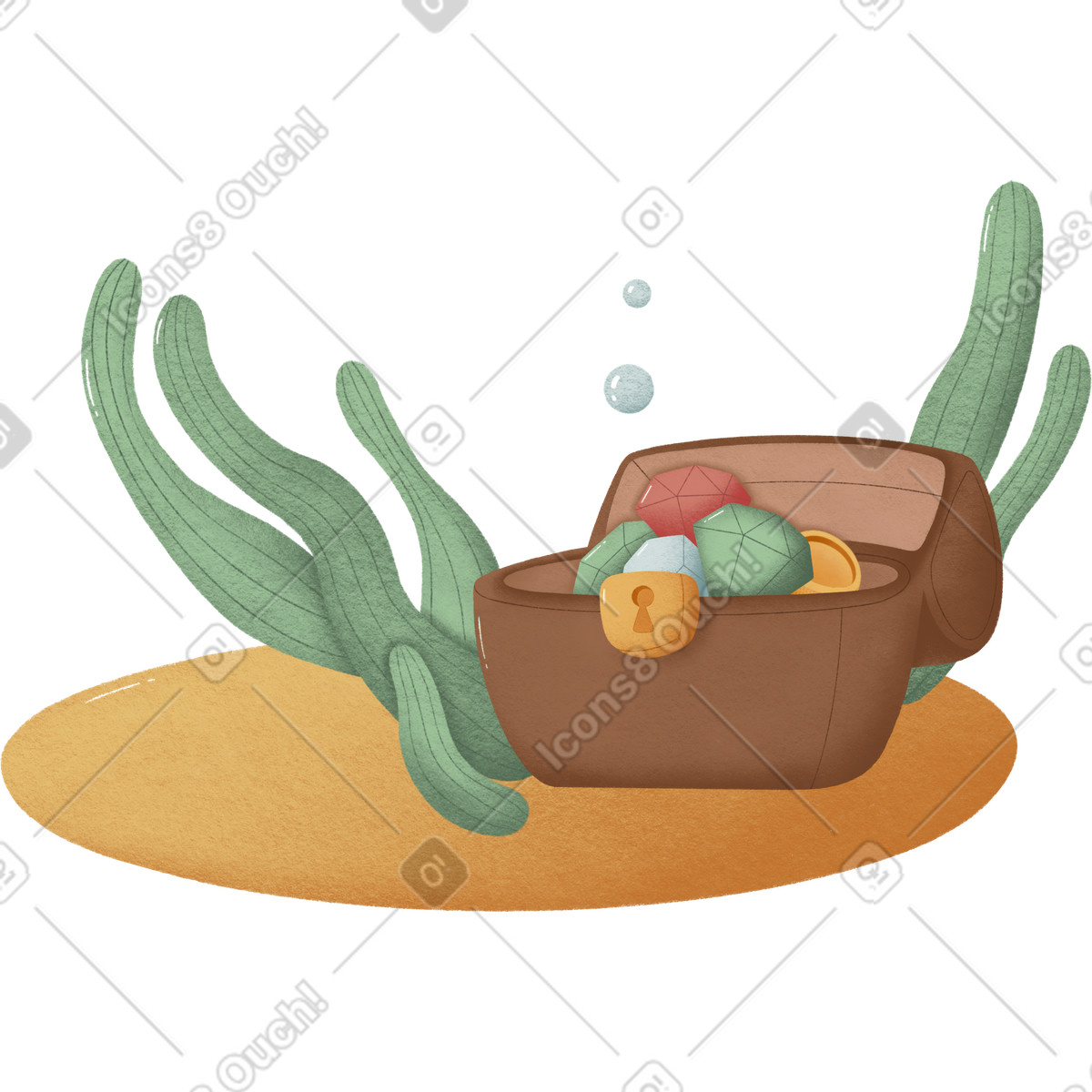 Sea treasures illustration in Woolly style download in PNG, SVG