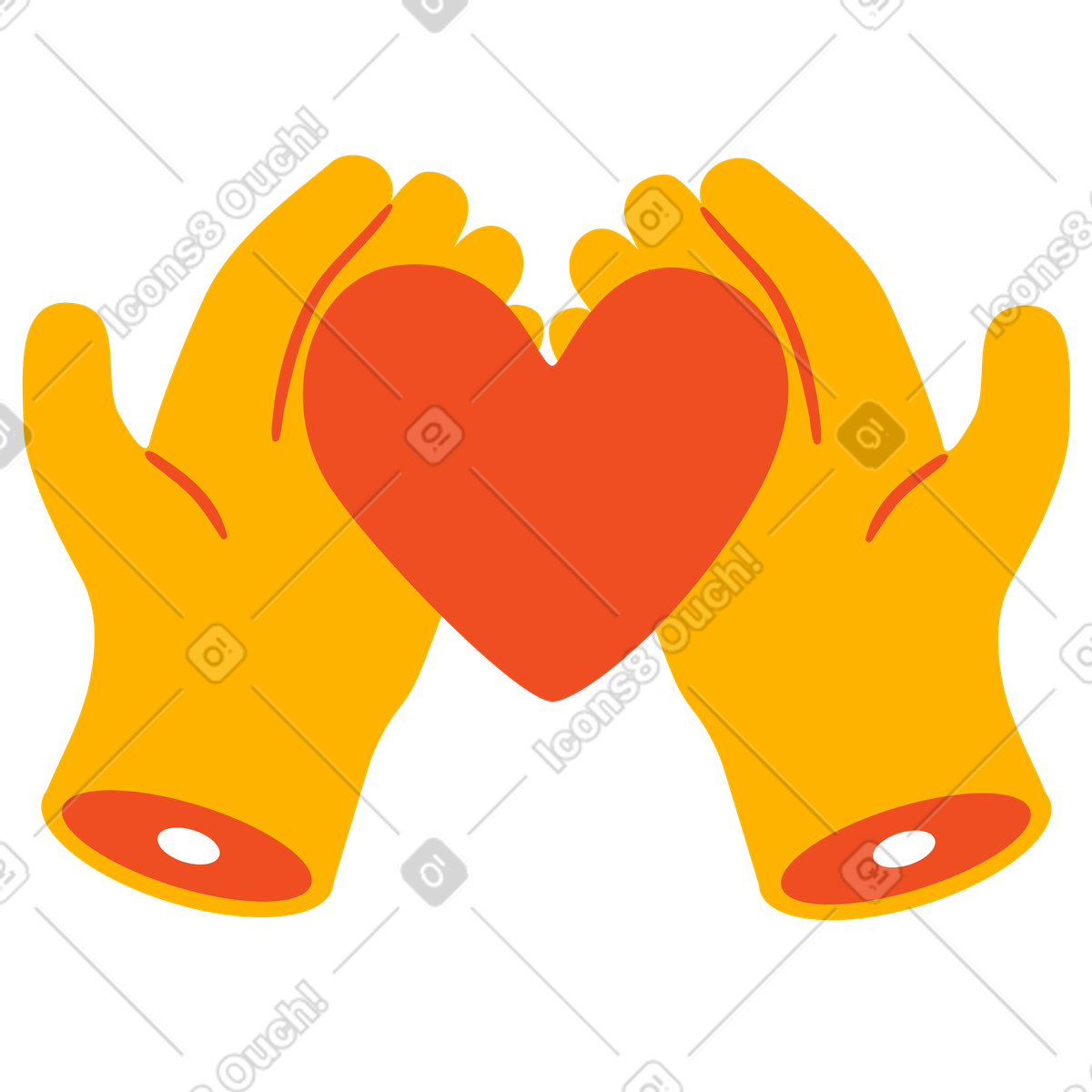 Mani che offrono amore e cura illustrazione in stile Flame scarica in PNG, SVG