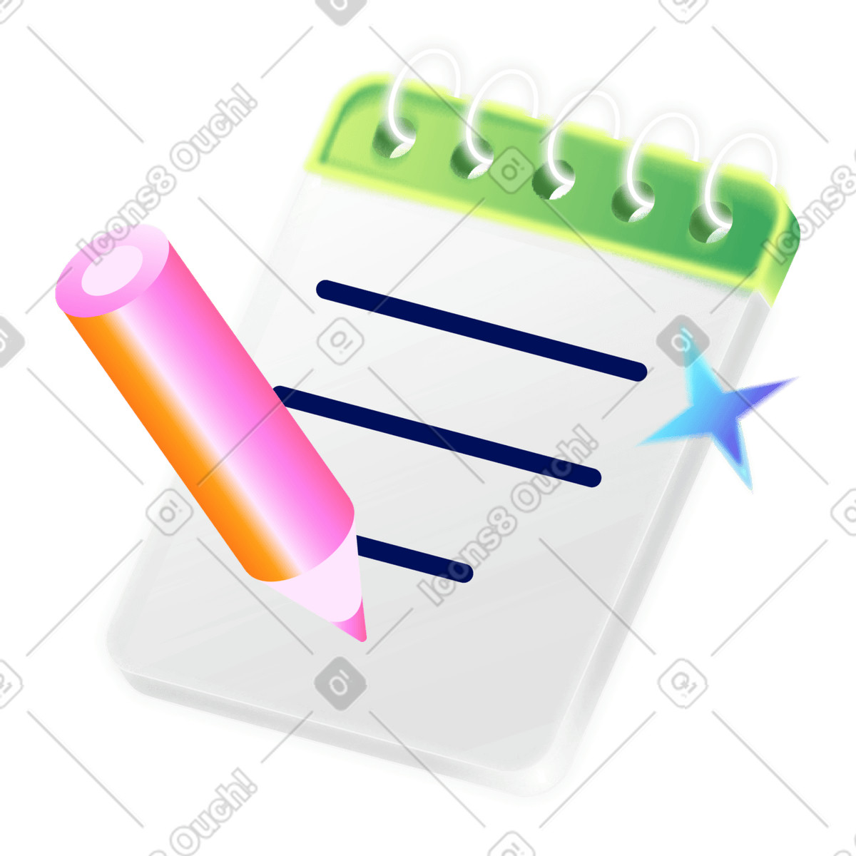 Writing pad and pencil illustration in PNG, SVG