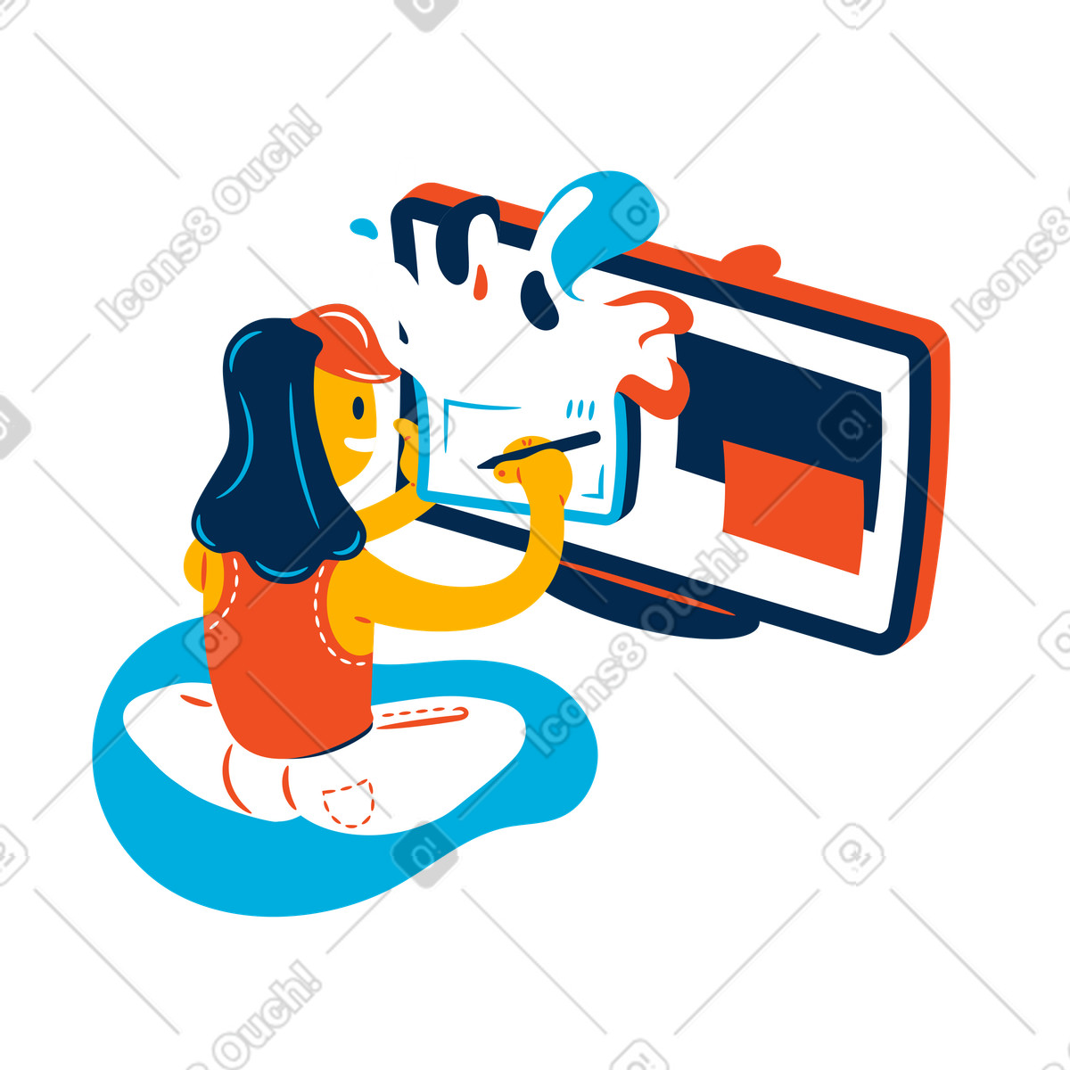 Interface design illustration in Flame style download in PNG, SVG