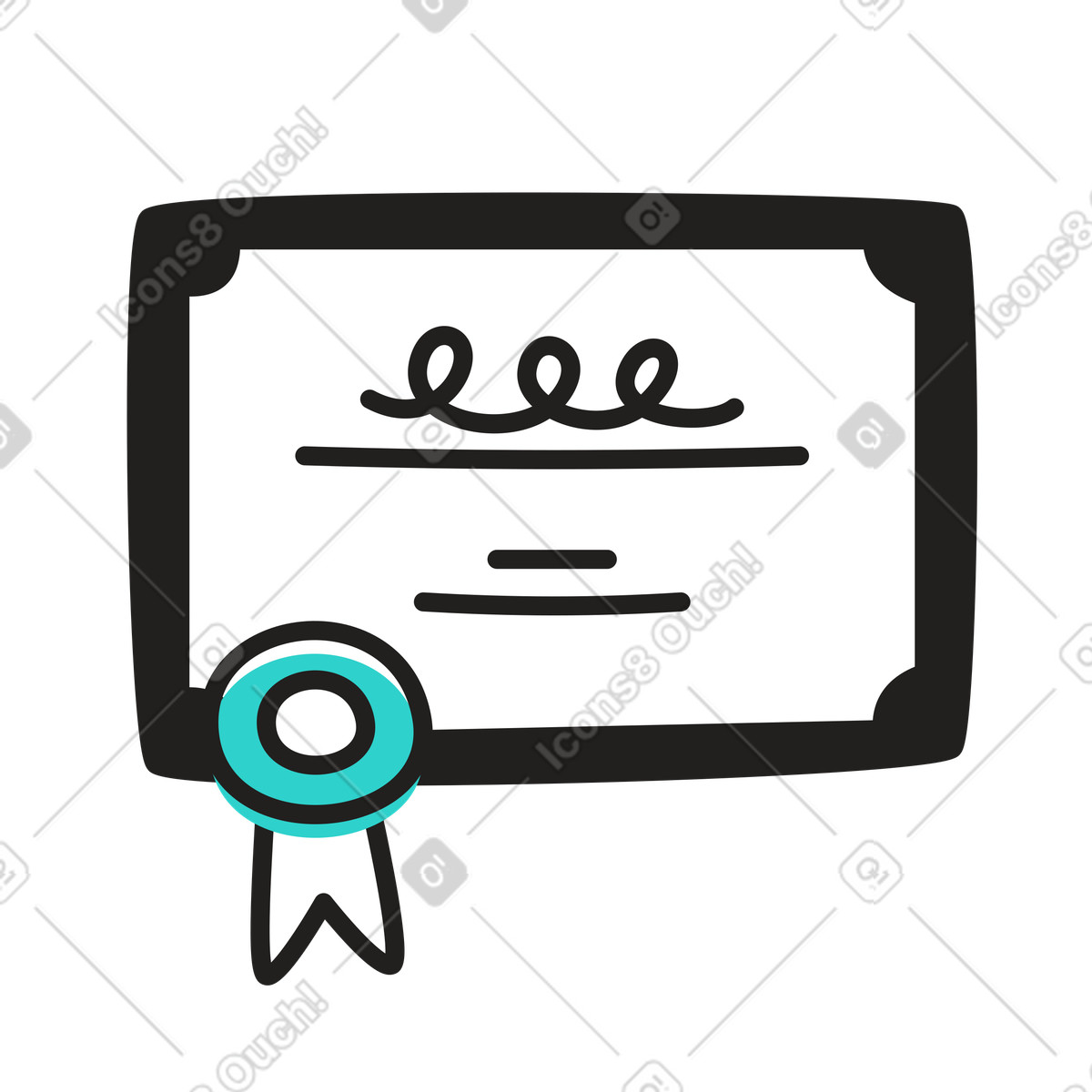 带丝带的证书插图，PNG、SVG格式