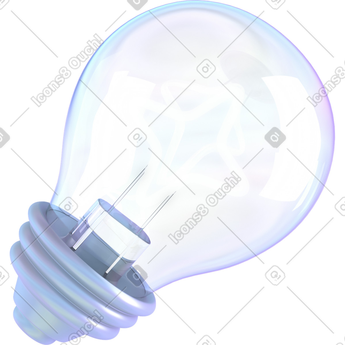 Glass bulb with light star illustration in 3D Glassy style download in PNG, SVG