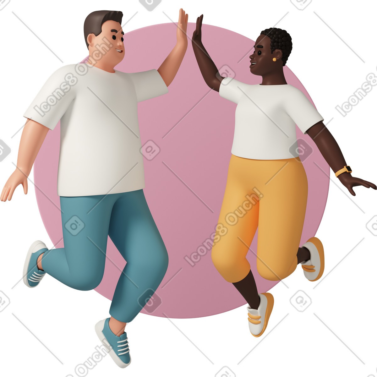 Ilustração de Jovens dando high fives em no estilo 3D Casual life para baixar em PNG, SVG