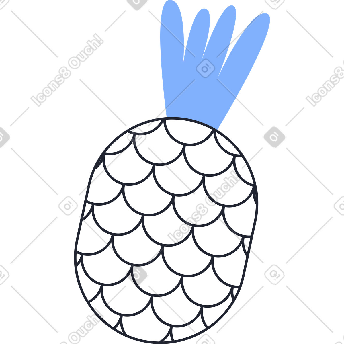 Ananas illustrazione in stile Pablita scarica in PNG, SVG