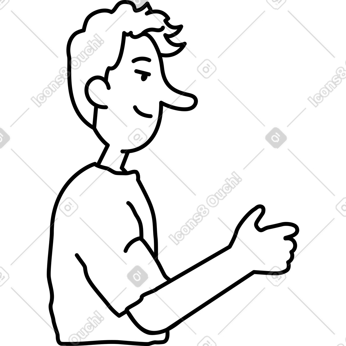 Junger mann, der etwas hält-Illustration im Notes-Stil als Download in PNG, SVG