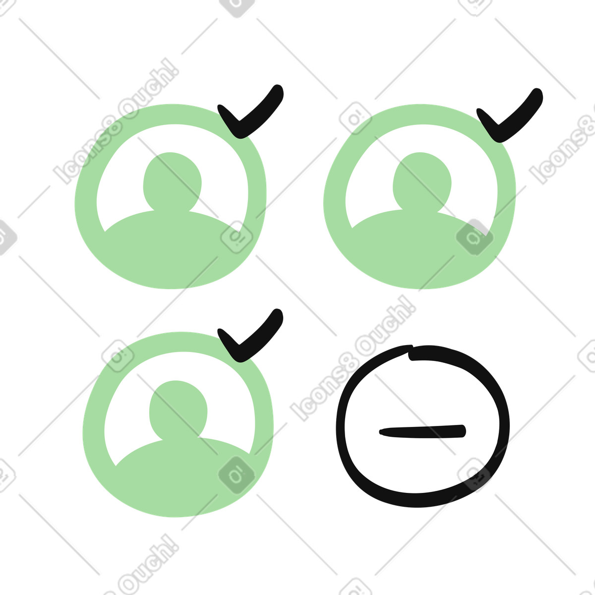 下载 Organic 风格的 Team member profiles marked approved while one profile removed 插画，支持 PNG、SVG 格式