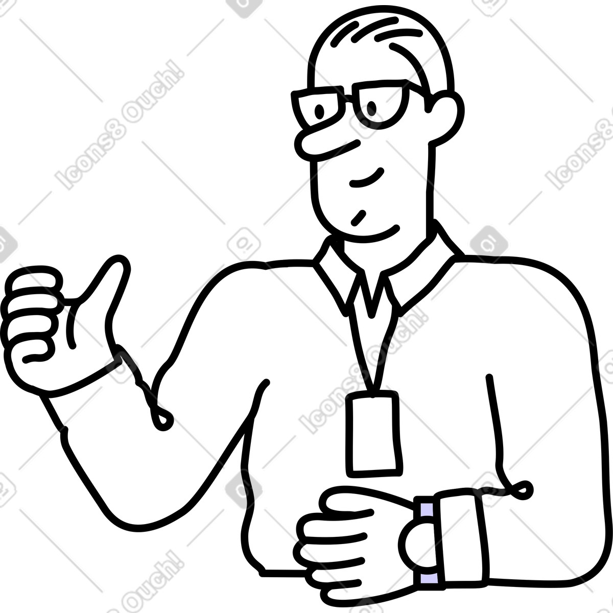 Uomo che tiene qualcosa tra le mani illustrazione in stile Notes scarica in PNG, SVG