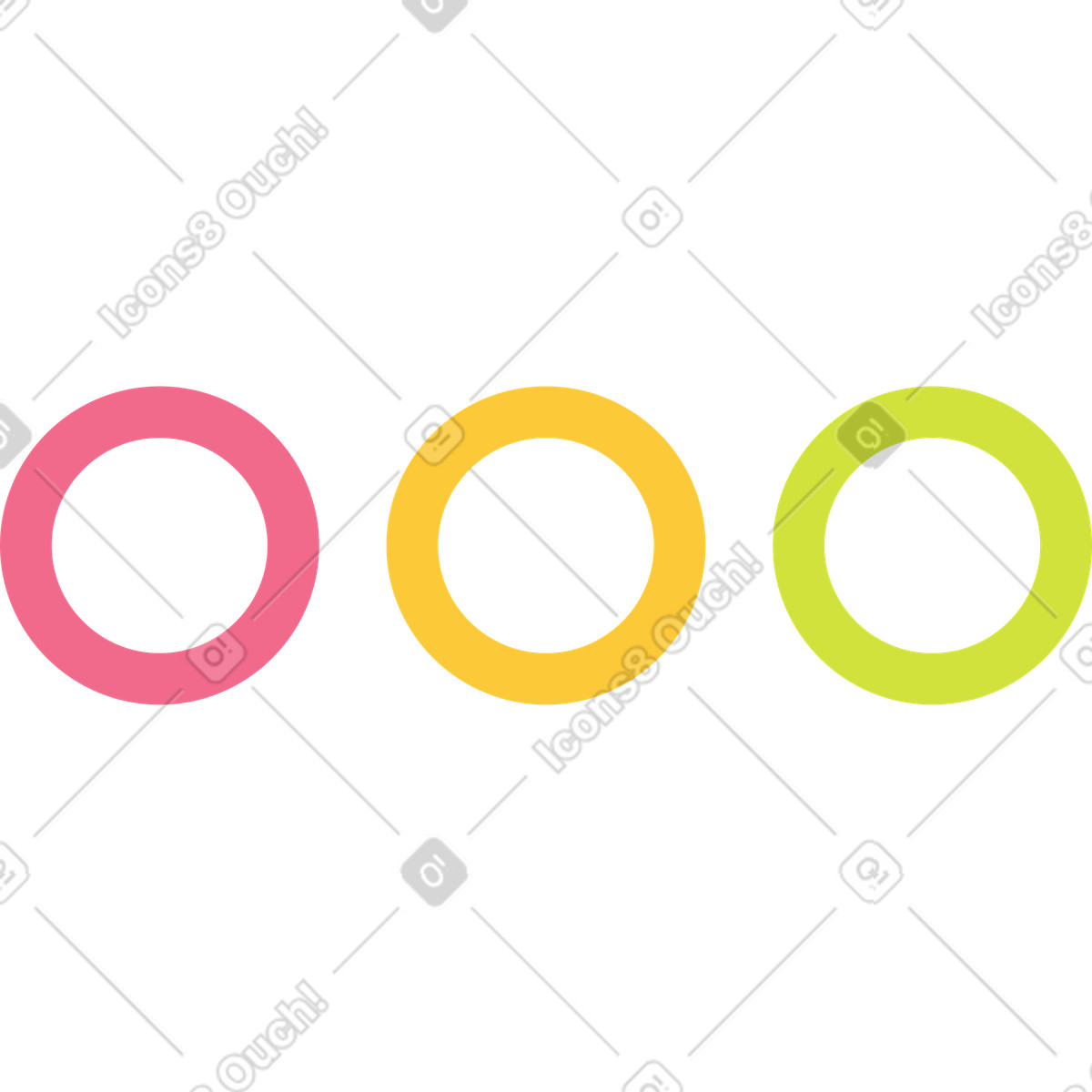 Drei farbige browserringe-Illustration im Juicy-Stil als Download in PNG, SVG