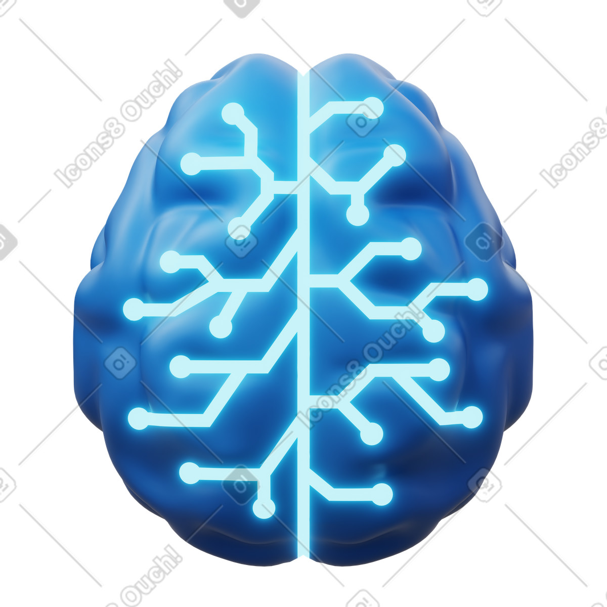 Digital AI brain animated illustration in GIF, Lottie (JSON), AE