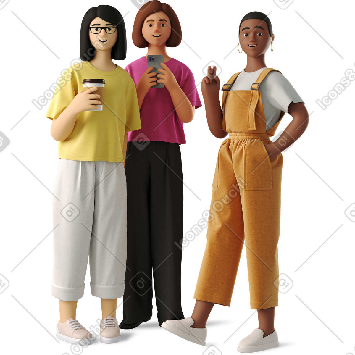Ilustração de Young women taking a selfie em no estilo 3D Business para baixar em PNG, SVG