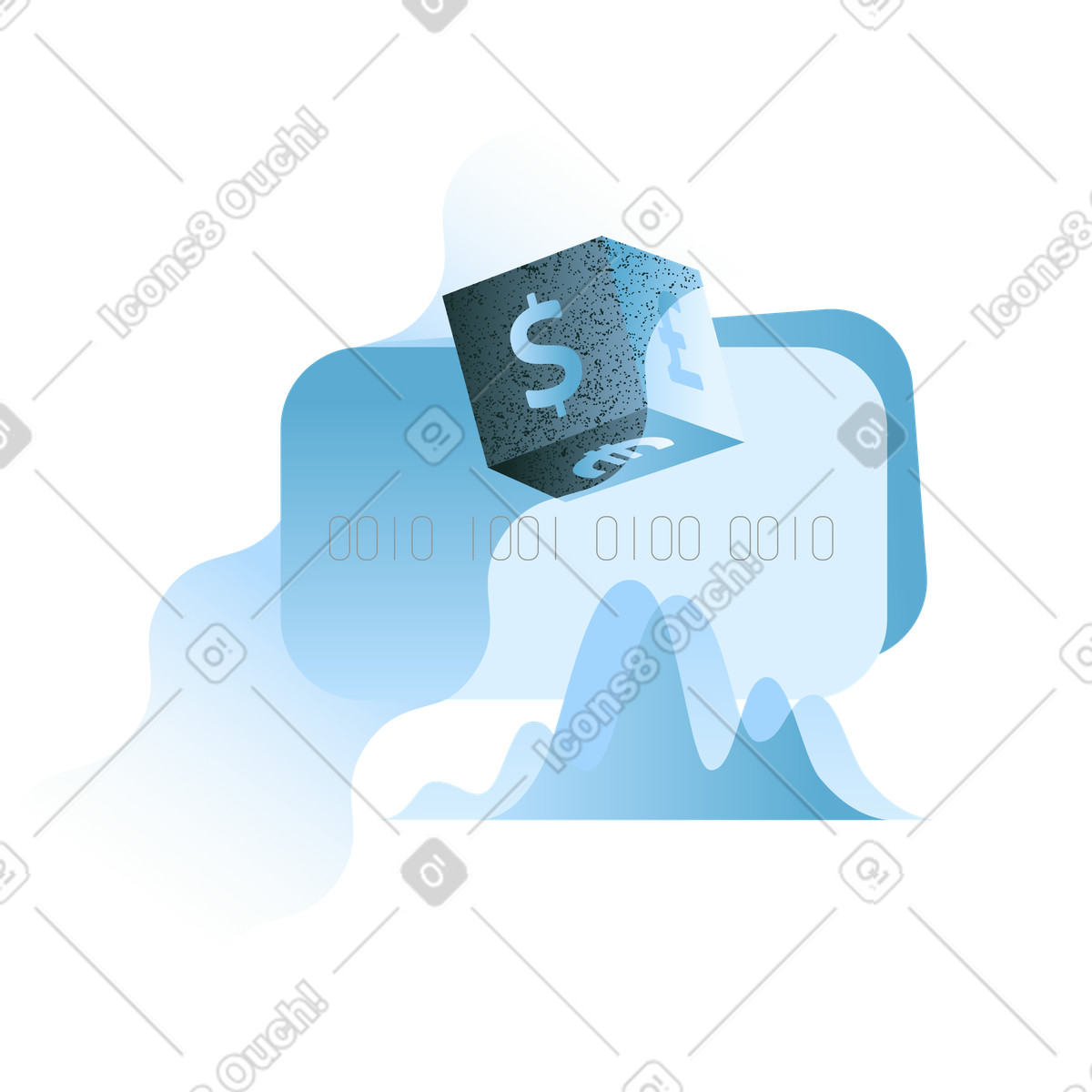 Valuta estera e servizi bancari digitali, gestione di conti multivaluta, trasferimento denaro internazionale illustrazione in stile Concept scarica in PNG, SVG