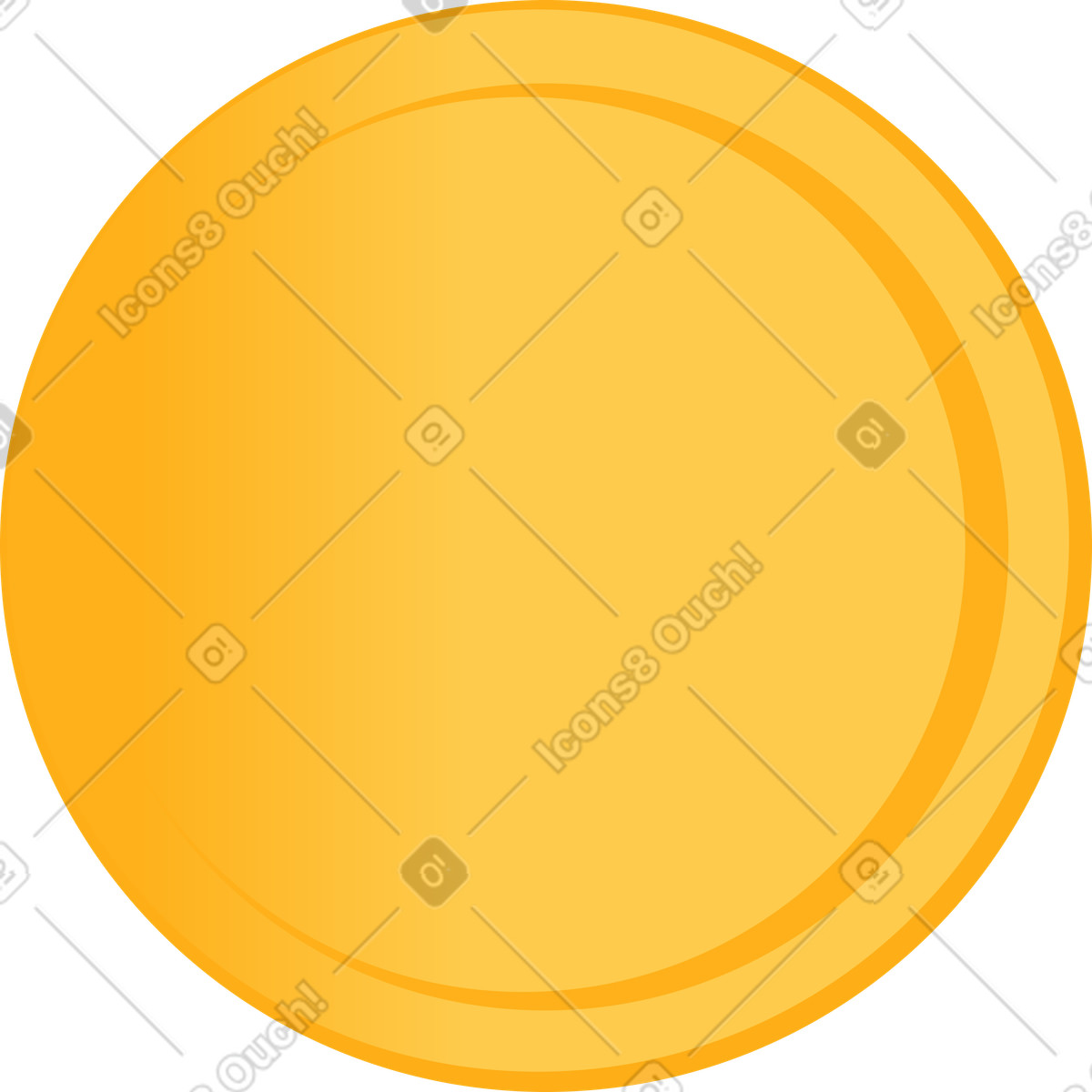 Yellow coin with gradient illustration in Lagom style download in PNG, SVG