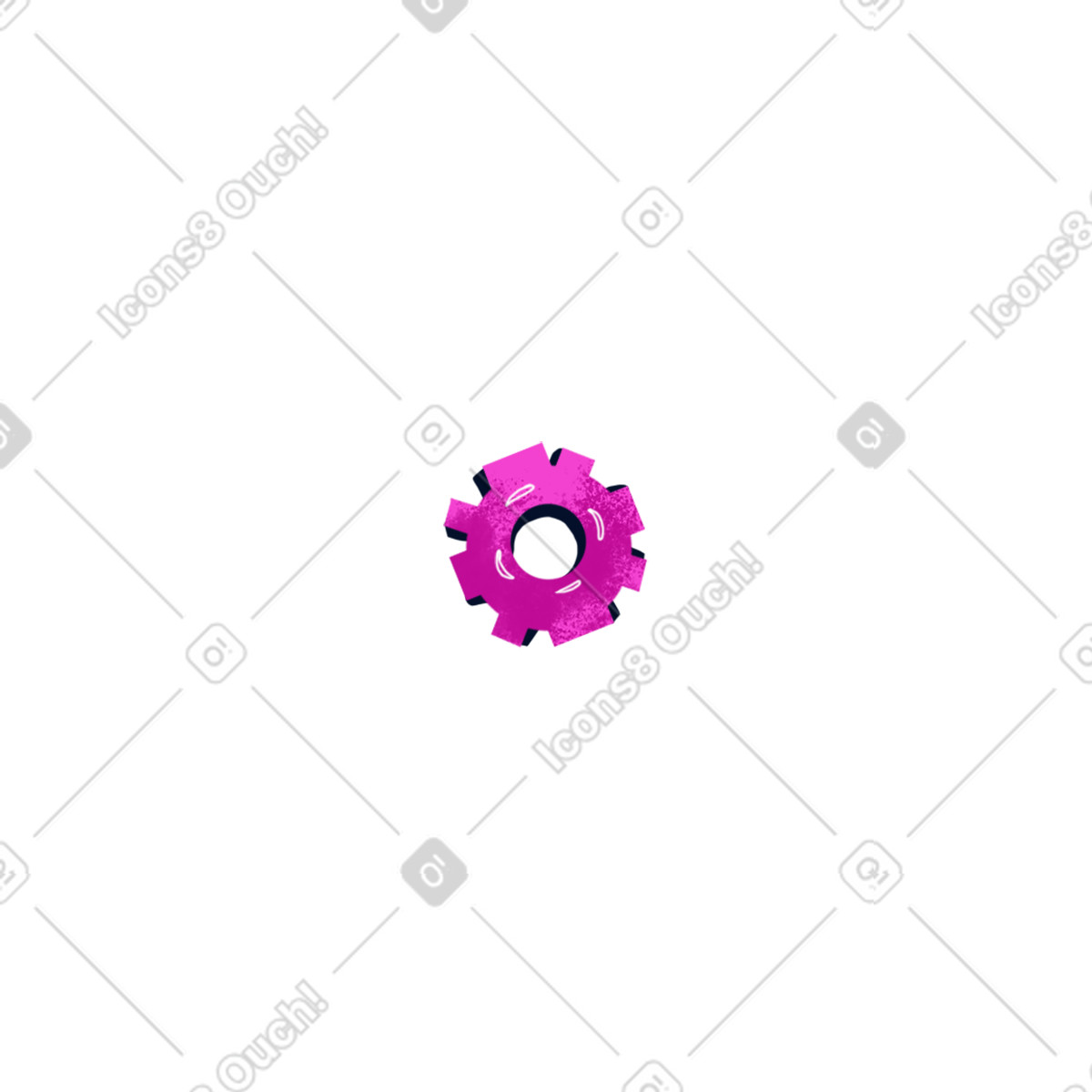 Pink textured gear-Illustration im Flare-Stil als Download in PNG, SVG