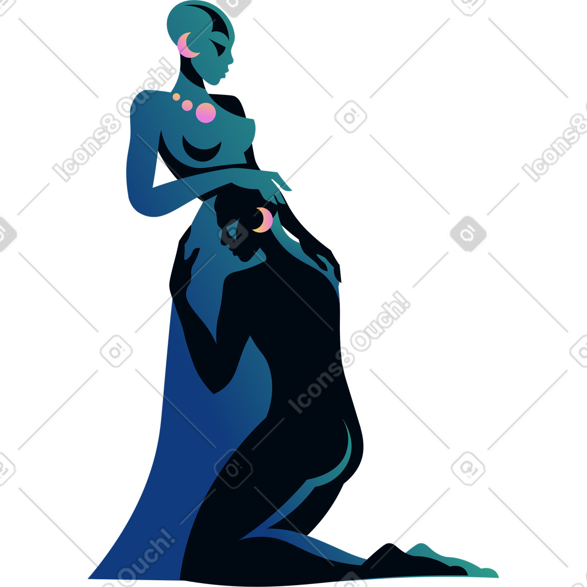 Ilustração de Homem e mulher em no estilo Amani para baixar em PNG, SVG