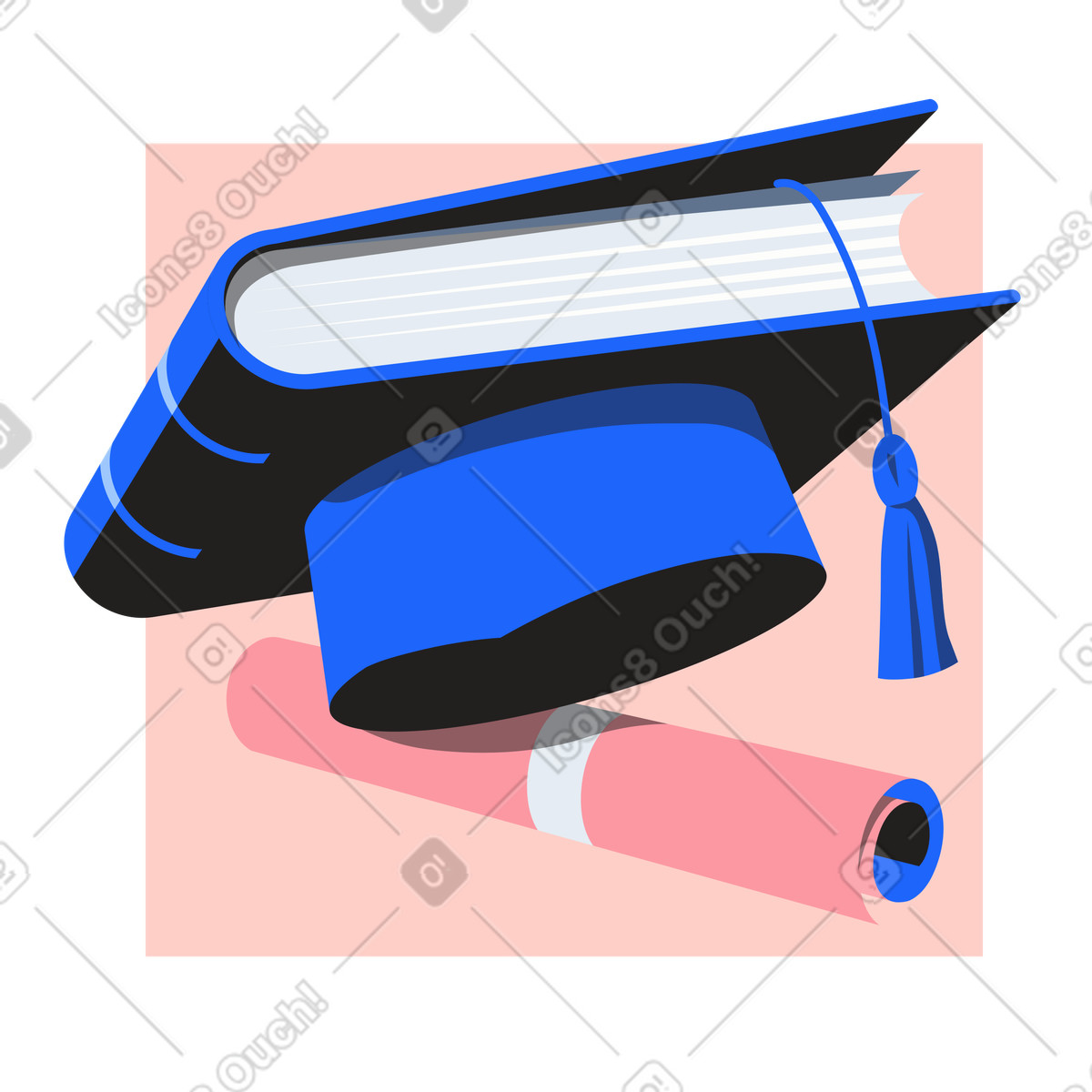 Higher education academic cap and diploma illustration university clipart image in PNG SVG GIF