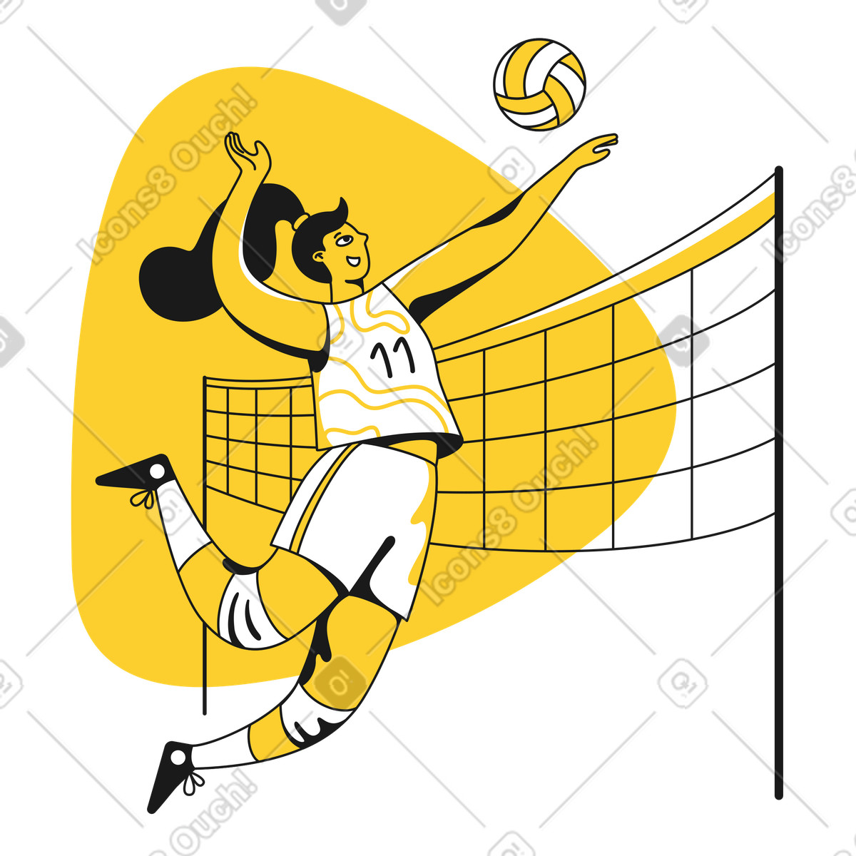Illustration Athlète féminine jouant au volley-ball dans le style Taxi à télécharger aux formats PNG, SVG