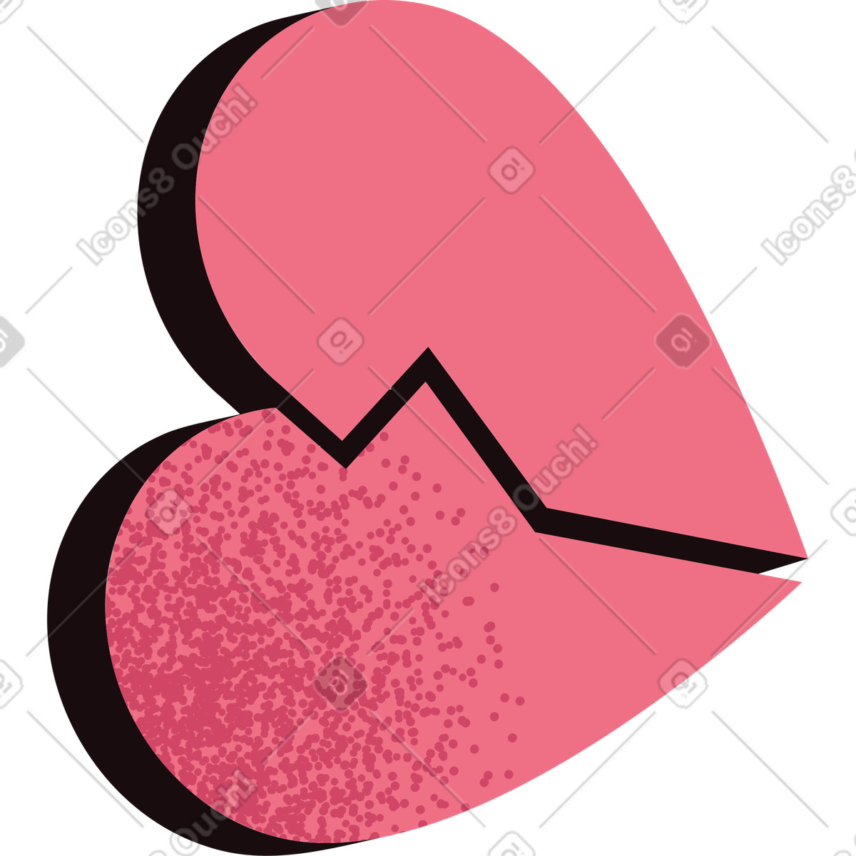 Ilustración Corazón roto en estilo Delight a descargar en PNG y SVG