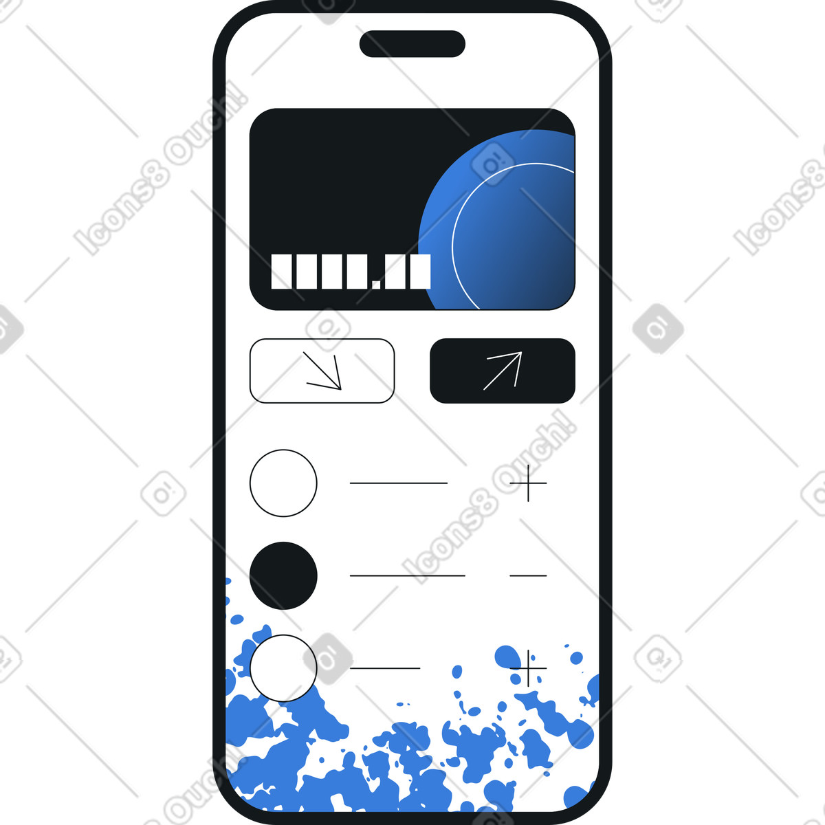 Ilustração de Telefone com conta bancária em no estilo Midnight para baixar em PNG, SVG