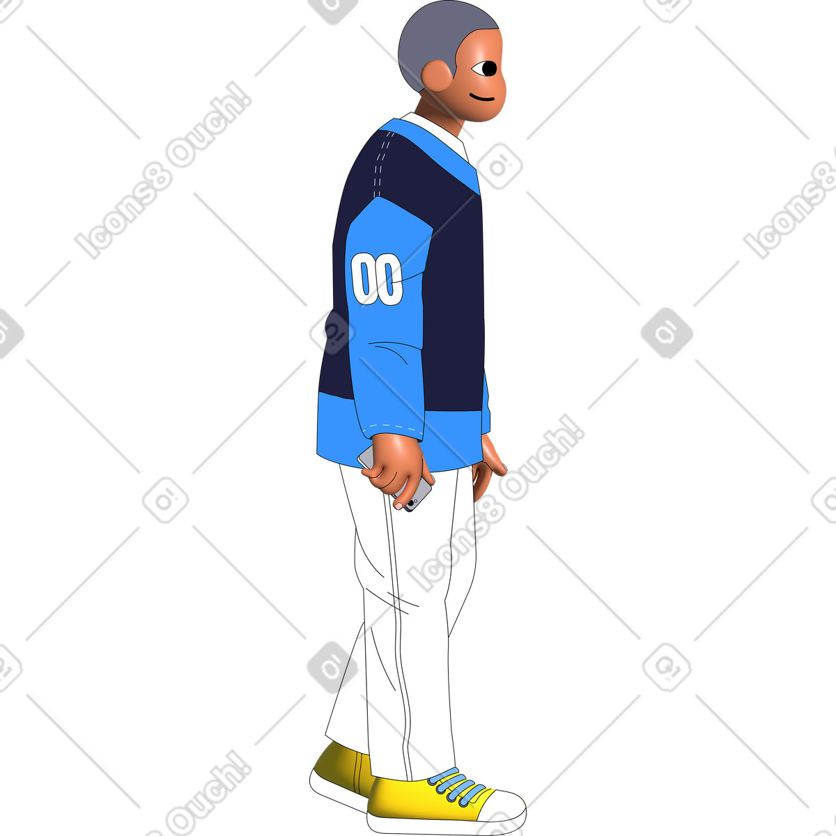 Ilustração de Man walking with a phone in his hand em no estilo Pop para baixar em PNG, SVG