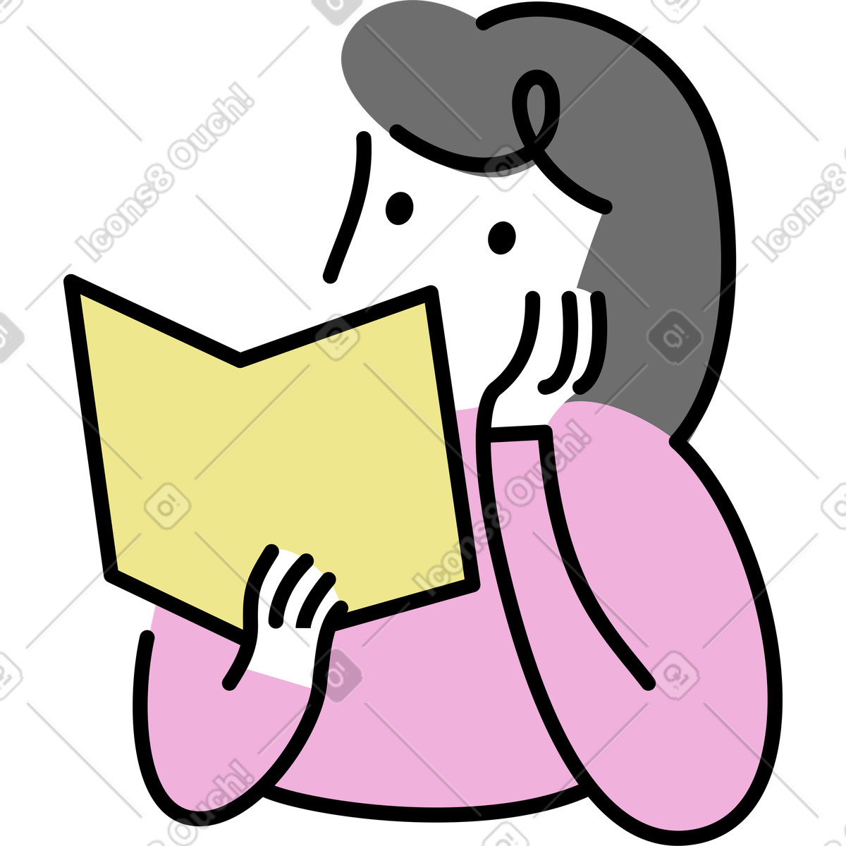 Mochi スタイルの 本を持つ女性 のイラストをPNG、SVG形式でダウンロード