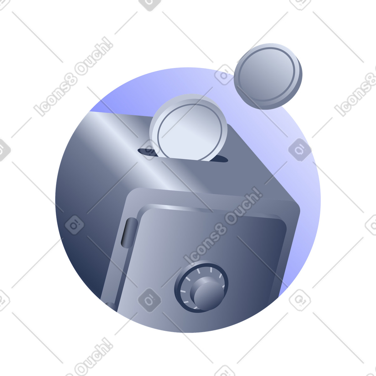 Savings with safe as coin box illustration in PNG, SVG