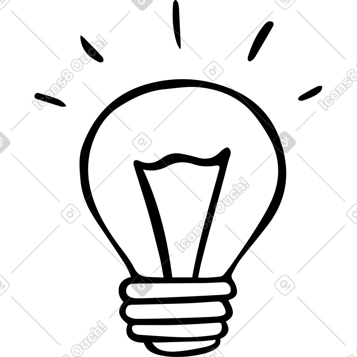 Ilustración Bombilla brillante en estilo Journal a descargar en PNG y SVG