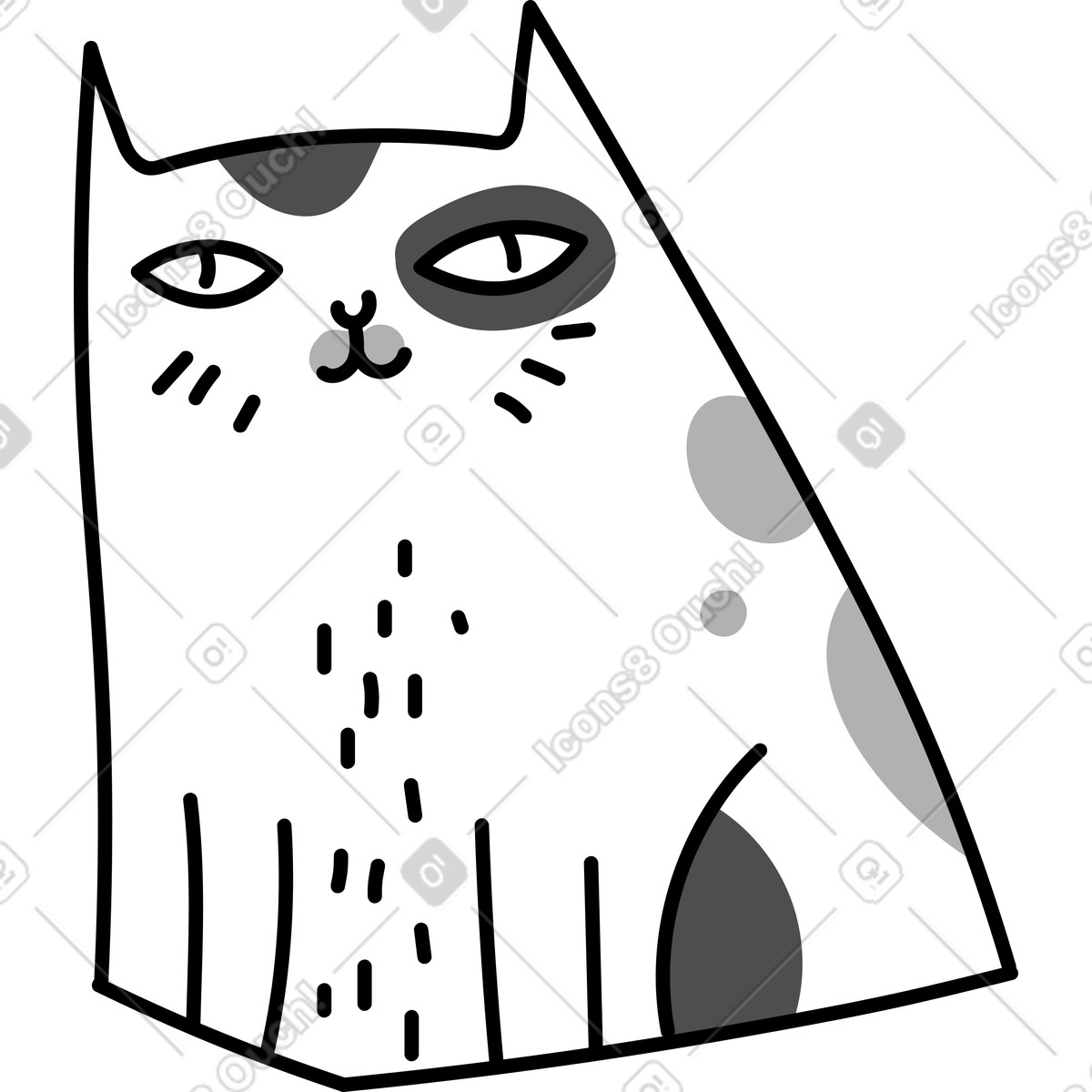 Cat illustration in Purr style download in PNG, SVG