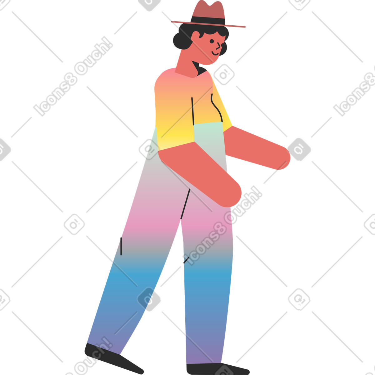 Marginalia 스타일의 Girl wearing hat 일러스트레이션 PNG, SVG 다운로드