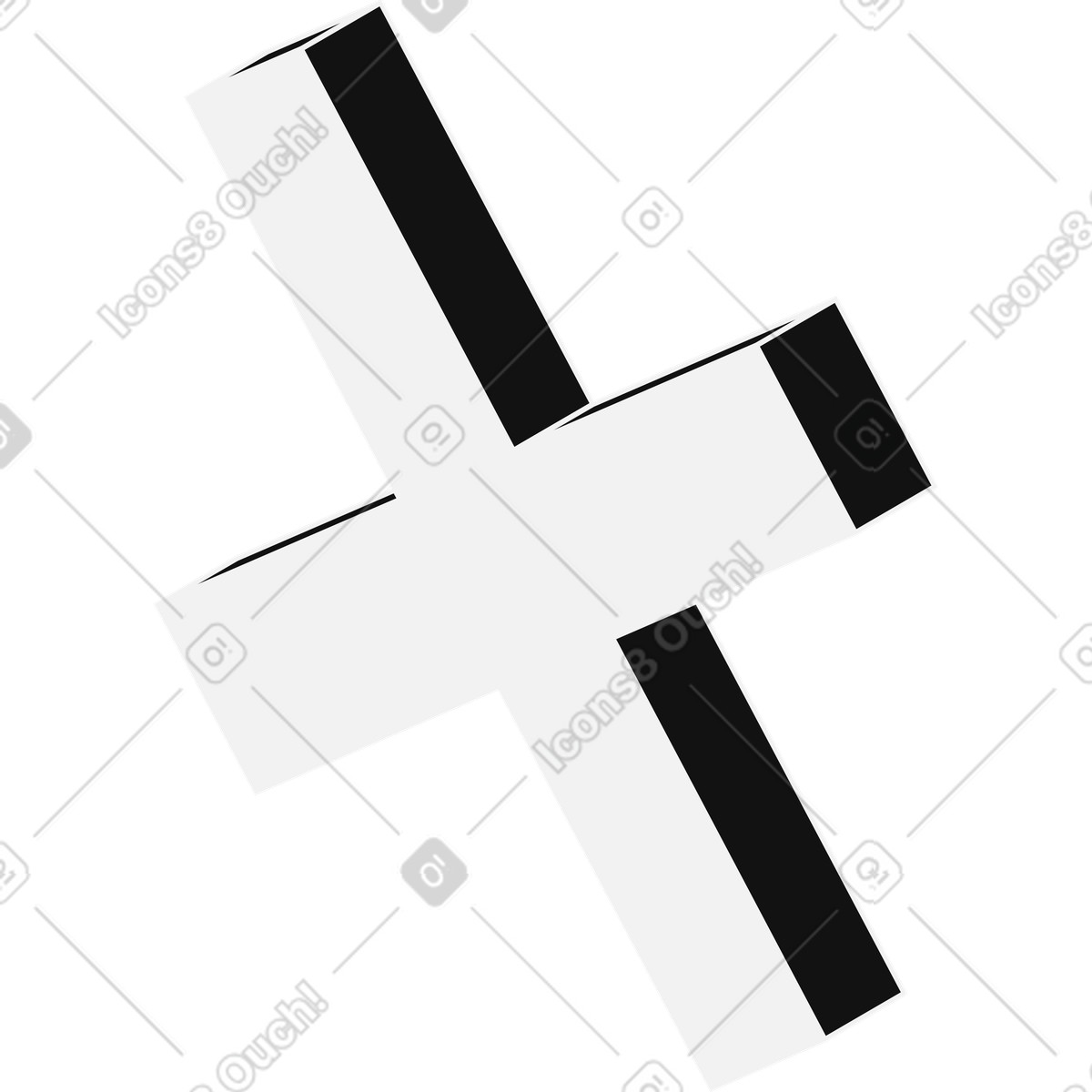 White multiplication cross icon illustration in Inverse style download in PNG, SVG