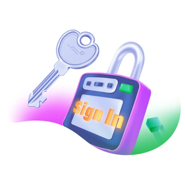 A key unlocking a digital lock with the text 'Sign In' illuminated