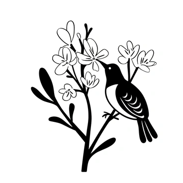 A bird with intricate feather patterns perched on a grevillea branch. The branch has multiple blossoms, each with distinct shapes and textures. The bird tilts slightly towards the blossoms, extending its beak to sip nectar. The background includes a soft display of additional grevillea foliage, adding depth to the scene.