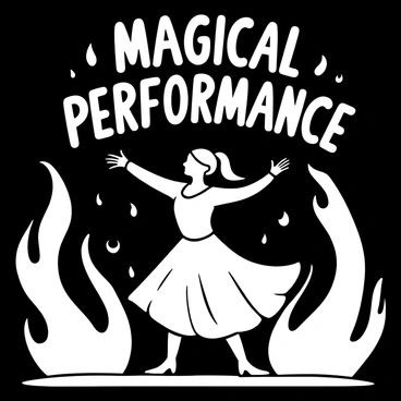 A card depicting a dancer surrounded by swirling flames in a magical performance