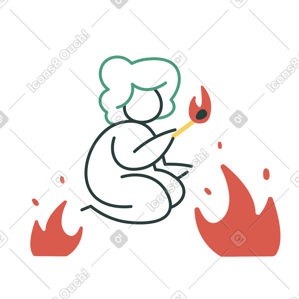 Ilustración Niño con fósforos en estilo Macaroni a descargar en PNG y SVG