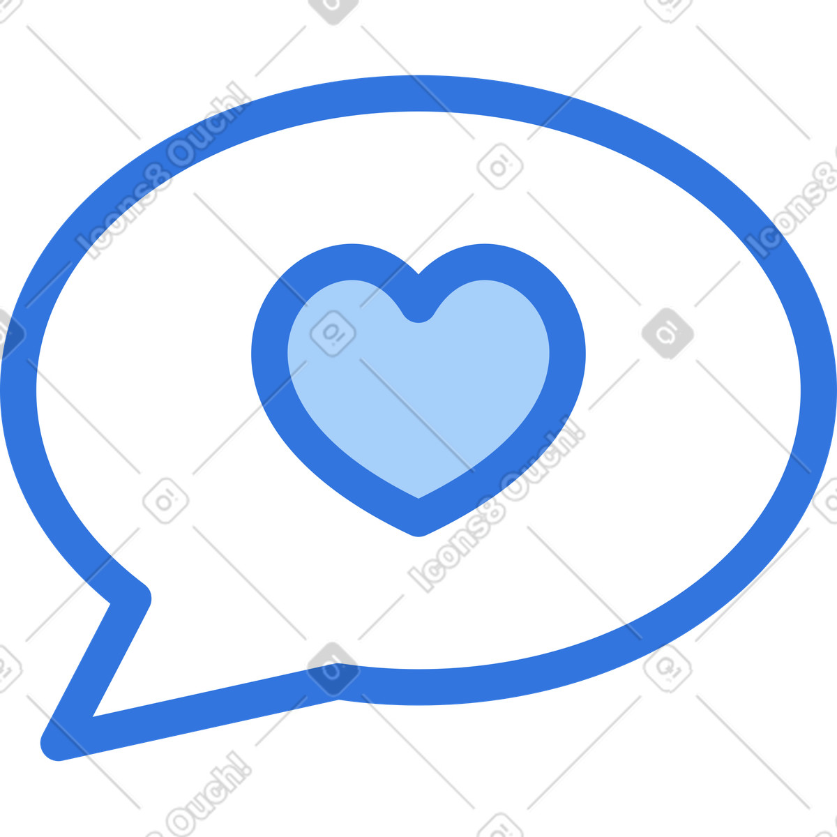 Speech bubble with heart illustration in Sky style download in PNG, SVG