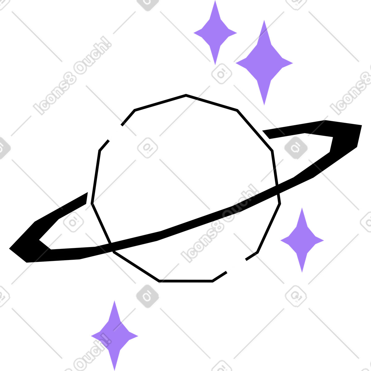 Planet mit sternen-Illustration im Amethyst-Stil als Download in PNG, SVG