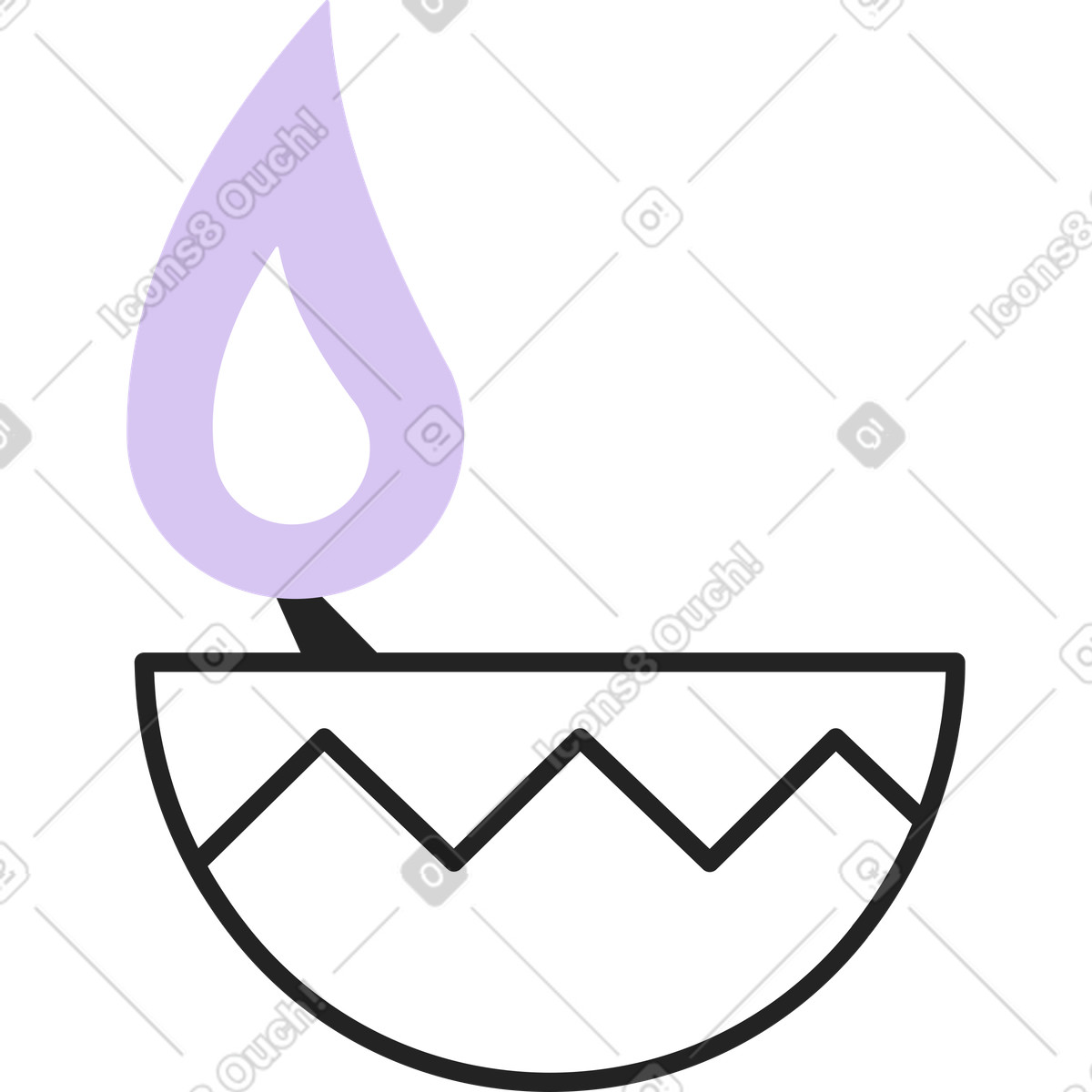 Burning candle in a bowl illustration Sammy Line style download PNG, SVG