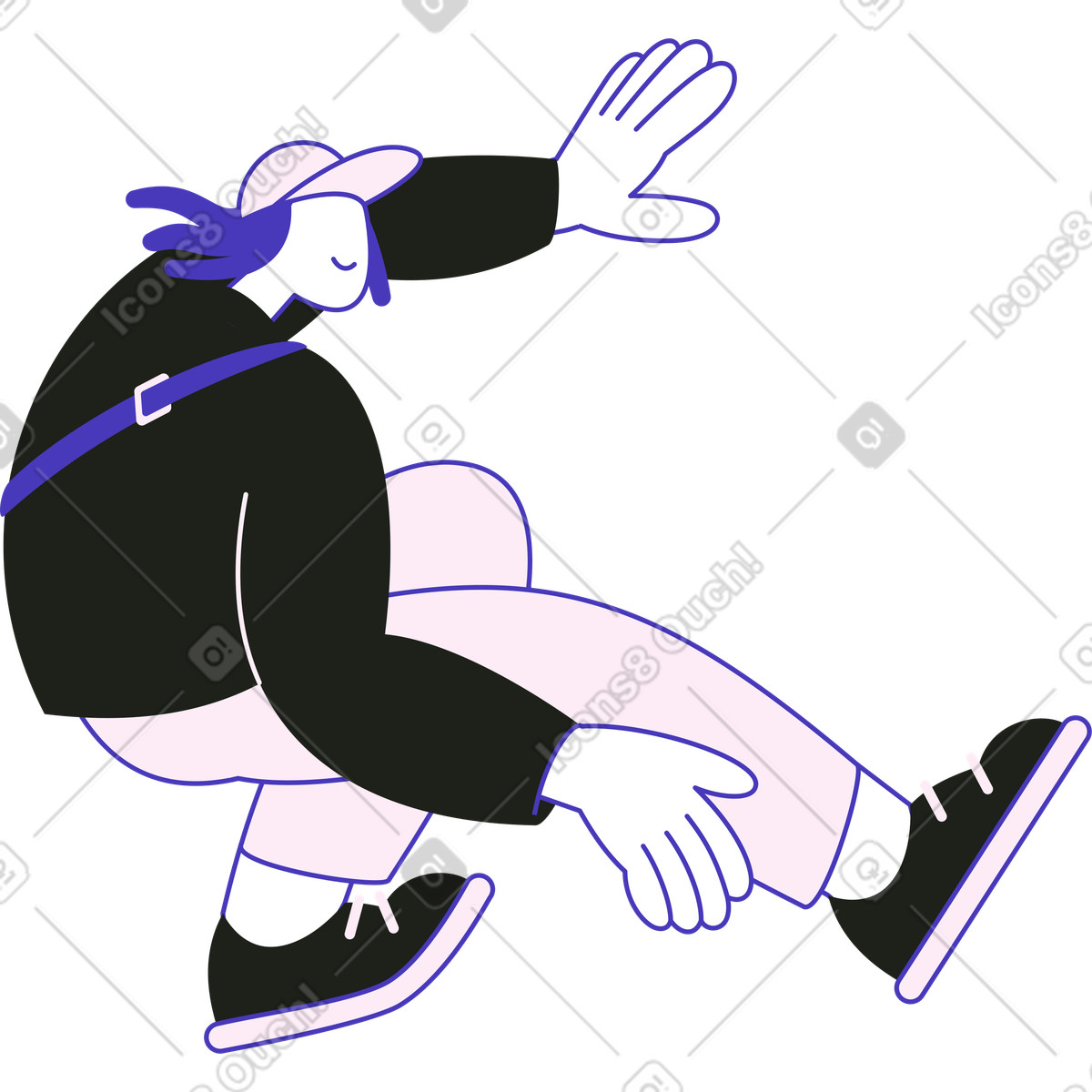 Ilustración Hombre con chaqueta surfeando en estilo Blueberry a descargar en PNG y SVG