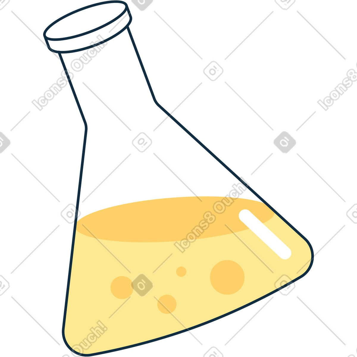 Illustration Flacon avec liquide jaune dans le style Bubble gum à télécharger aux formats PNG, SVG