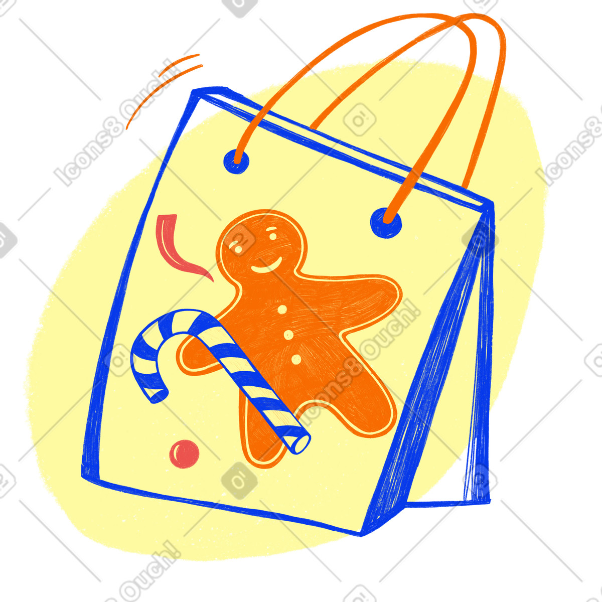 Illustration Sac de bonbons noël festif dans le style Biro à télécharger aux formats PNG, SVG